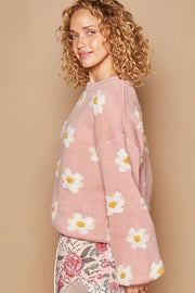 Daisy Pattern Drop Shoulder Sweater