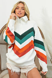 Color Chevron Pattern Sweater