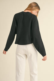 Round Neck Dolman Sleeve Cropped Sweater