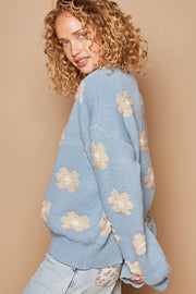 Daisy Pattern Drop Shoulder Sweater